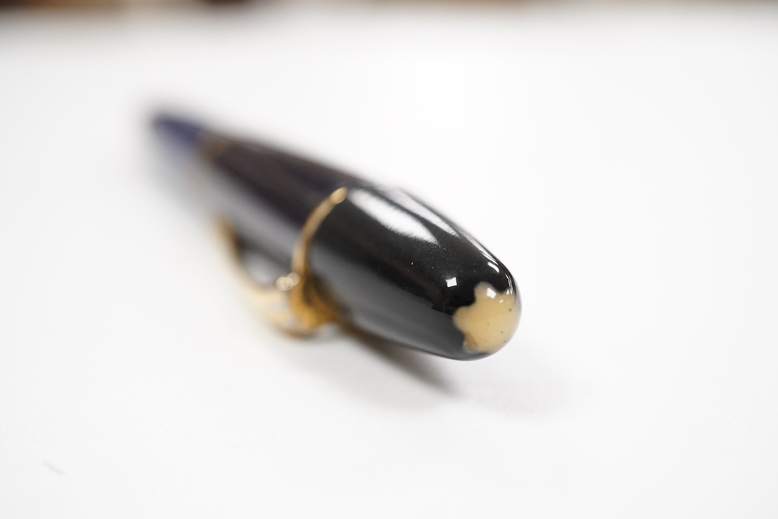 A Montblanc No.1EF high top fountain pen in lapis blue with black top